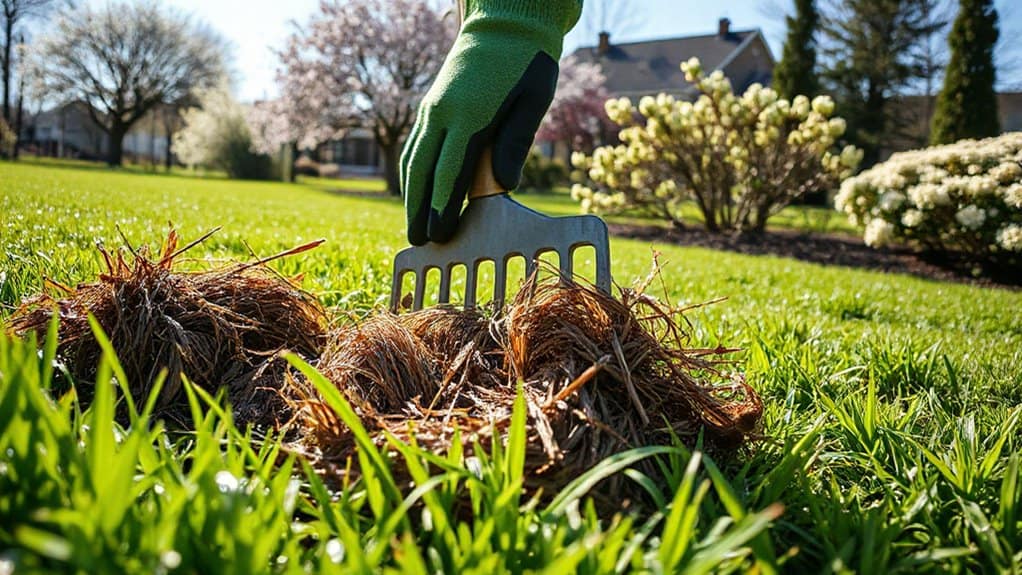 seasonal lawn dethatching timing