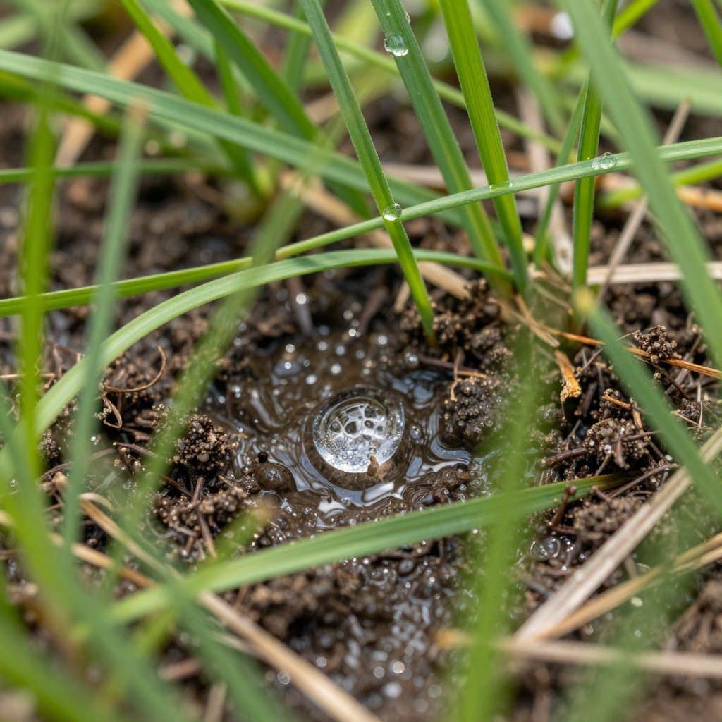 Water penetrating soil during lawn irrigation in Dyer Water penetrating soil during lawn irrigation in Dyer