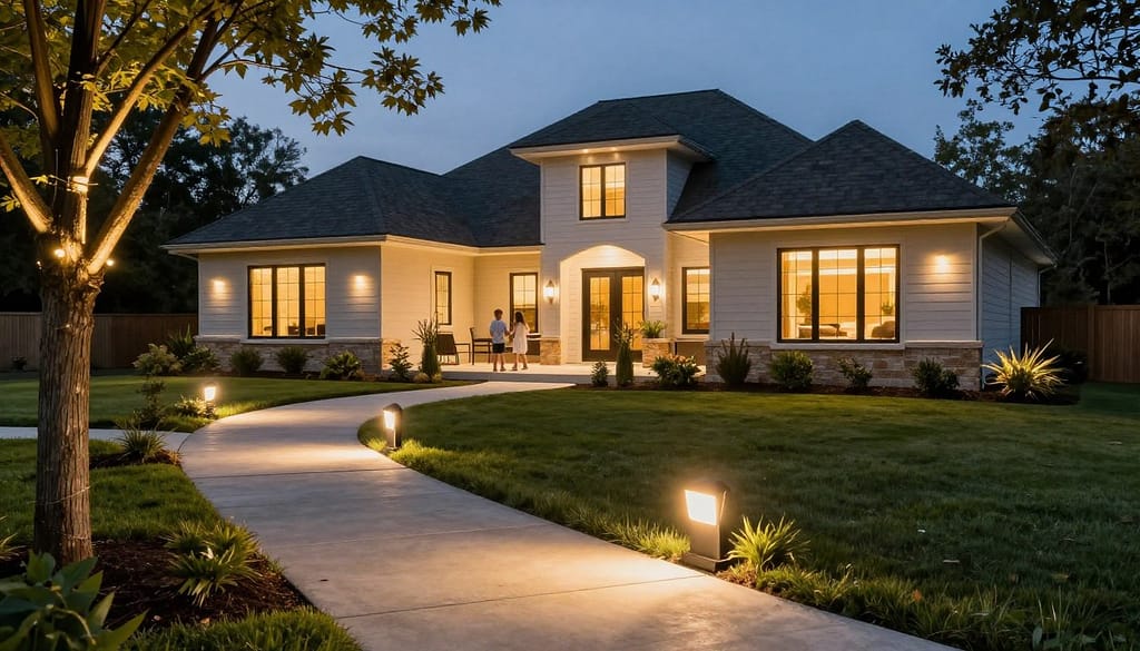Outdoor LED lighting in Dyer creating stunning evening ambiance for residential property