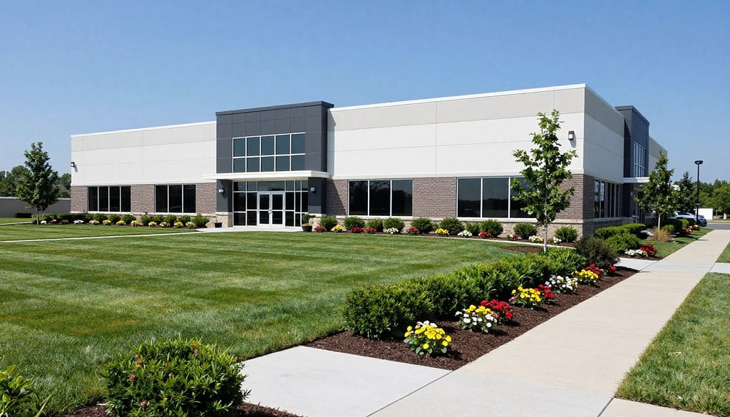 Commercial property with professionally maintained landscaping in Dyer Indiana