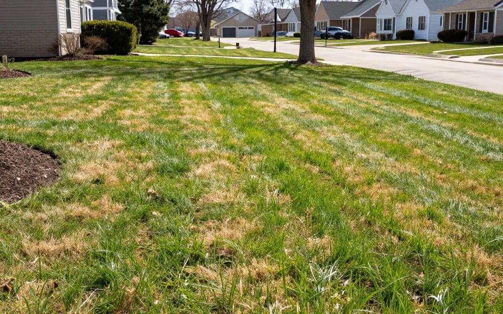 Spring lawn care season in Dyer Indiana showing ideal conditions for dethatching services Spring lawn care season in Dyer Indiana showing ideal conditions for dethatching services