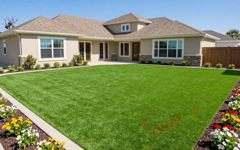 Beautiful artificial turf installation in Dyer showcasing lush green grass year-round appearance Beautiful artificial turf installation in Dyer showcasing lush green grass year-round appearance