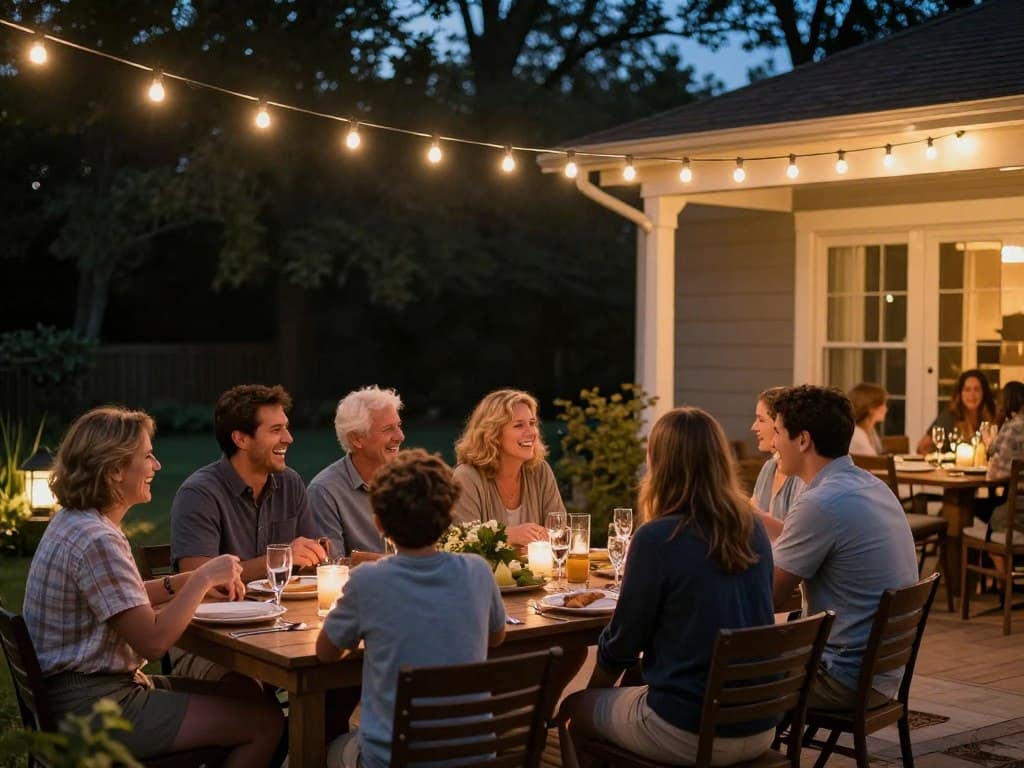 LED outdoor lighting enabling evening entertainment in Dyer backyard patio area LED outdoor lighting enabling evening entertainment in Dyer backyard patio area