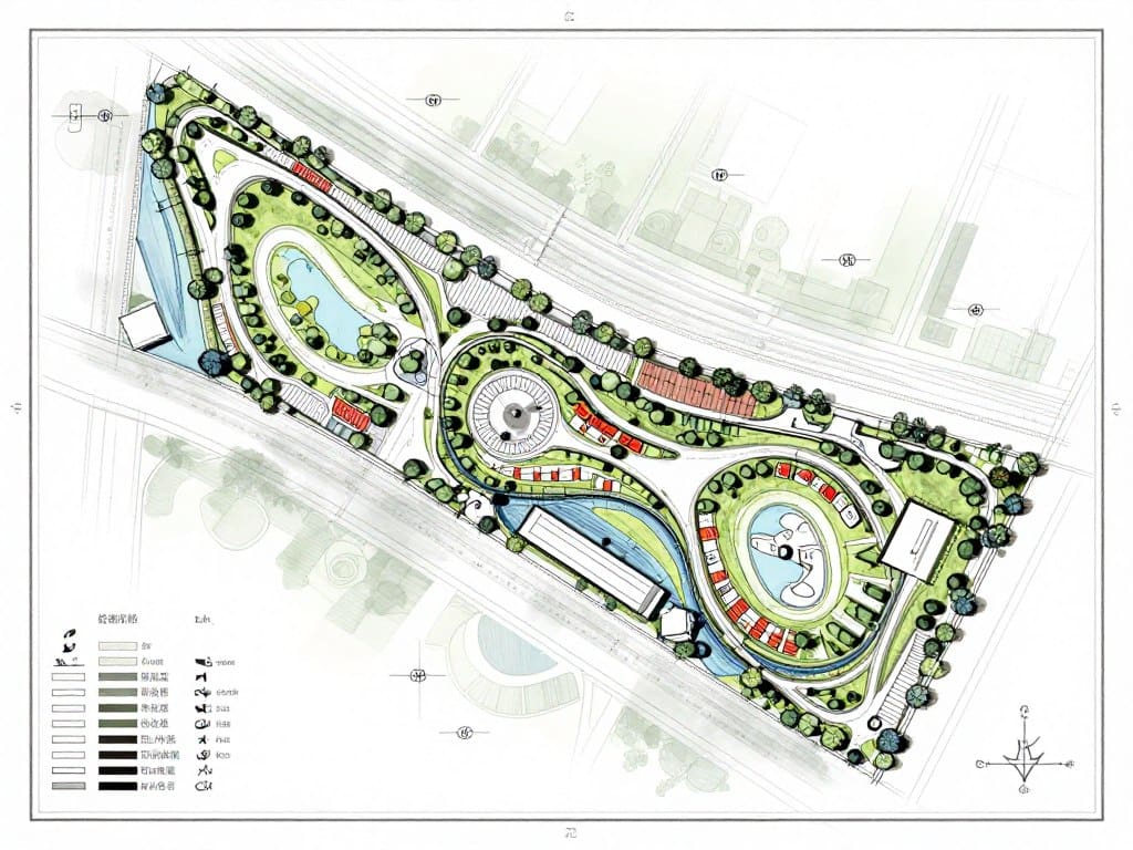 Landscape design blueprint showing outdoor space transformation plan Landscape design blueprint showing outdoor space transformation plan