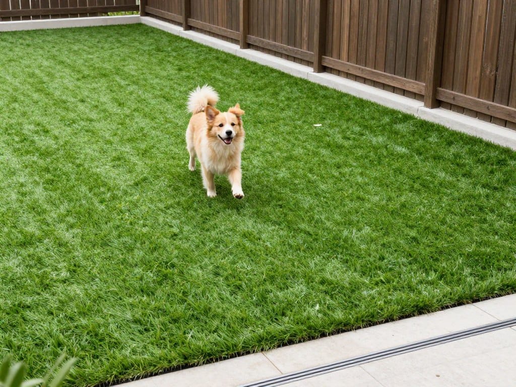 Pet-friendly turf installation in Dyer showing drainage features Pet-friendly turf installation in Dyer showing drainage features