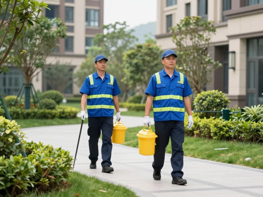 Professional uniformed landscape crew at work in Dyer Professional uniformed landscape crew at work in Dyer