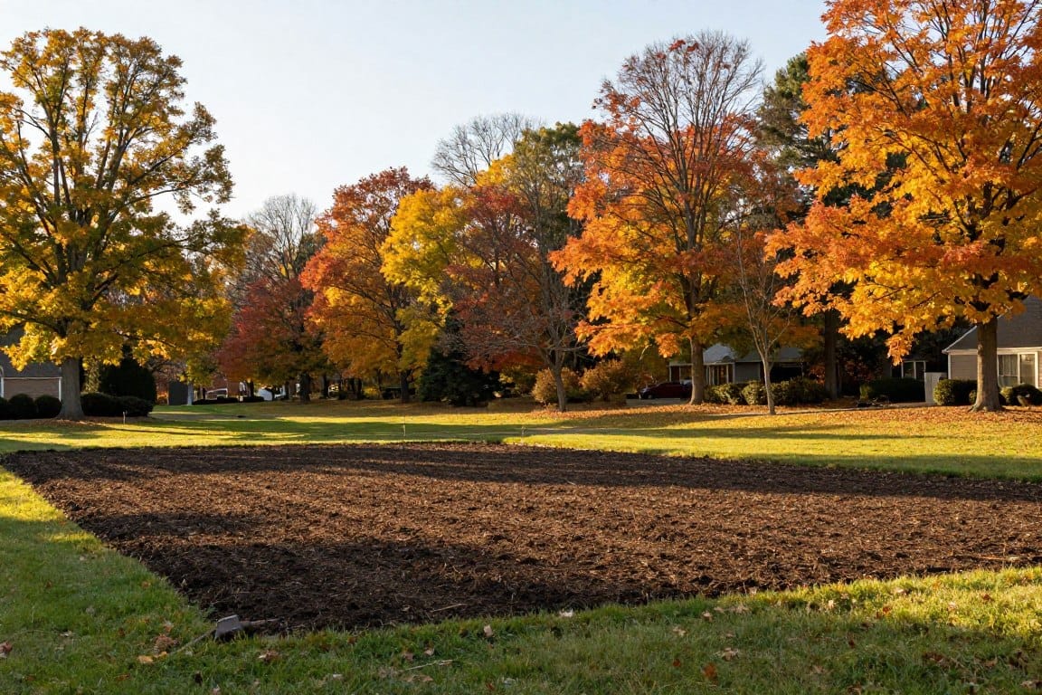 Fall season power seeding timing showing ideal weather conditions in Dyer Indiana Fall season power seeding timing showing ideal weather conditions in Dyer Indiana