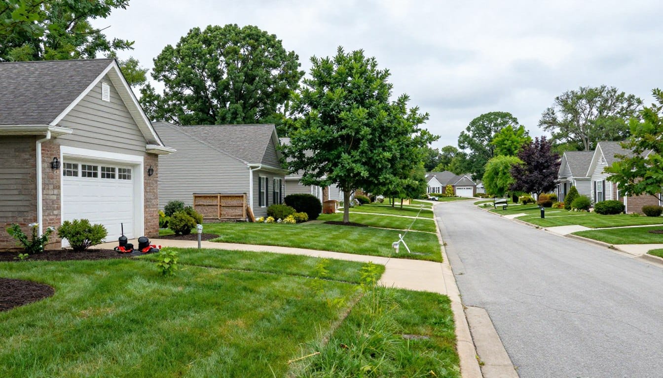 Beautiful Dyer Indiana neighborhood with professionally maintained lawns Beautiful Dyer Indiana neighborhood with professionally maintained lawns