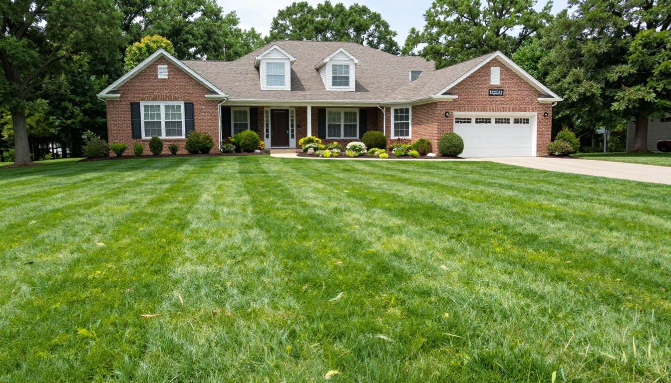 Beautiful thick lawn achieved through professional power seeding by C&T Lawn and Landscape Beautiful thick lawn achieved through professional power seeding by C&T Lawn and Landscape