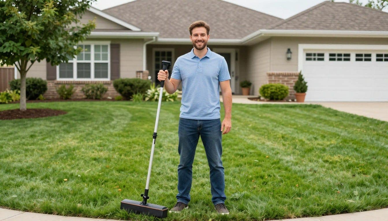 Happy C&T Lawn and Landscape customer with beautiful lawn Happy C&T Lawn and Landscape customer with beautiful lawn