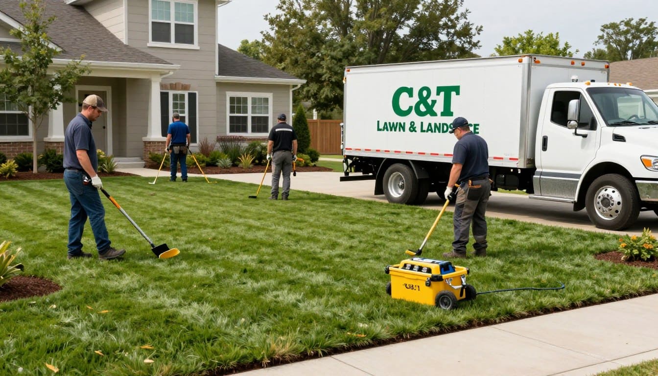 C&T Lawn and Landscape team providing professional turf installation service in Dyer C&T Lawn and Landscape team providing professional turf installation service in Dyer