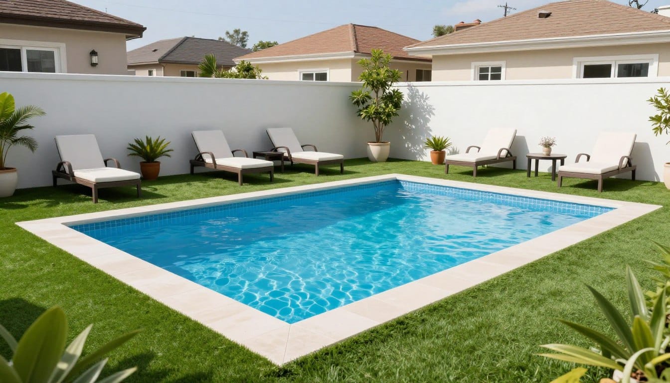 Pool area turf installation in Dyer backyard landscape Pool area turf installation in Dyer backyard landscape