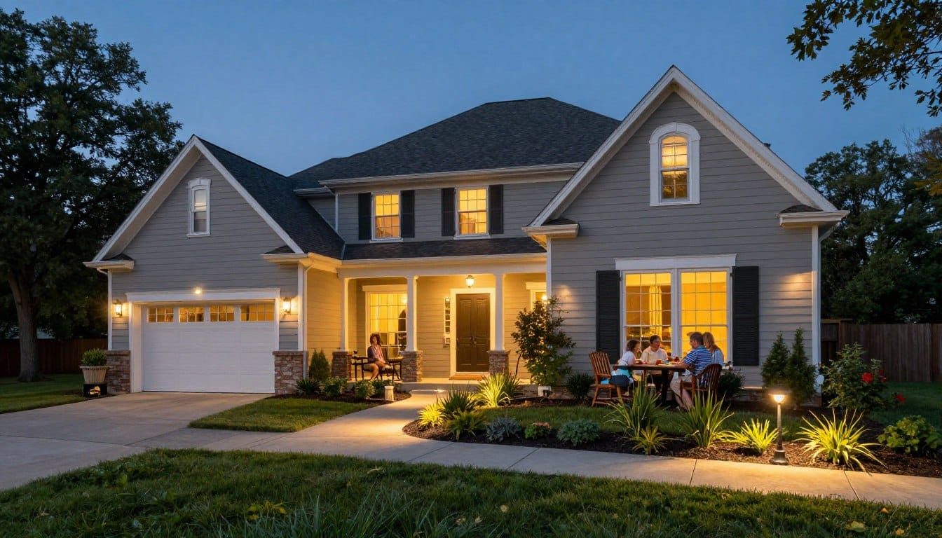 Professional residential outdoor LED lighting creating beautiful evening landscape in Dyer Professional residential outdoor LED lighting creating beautiful evening landscape in Dyer