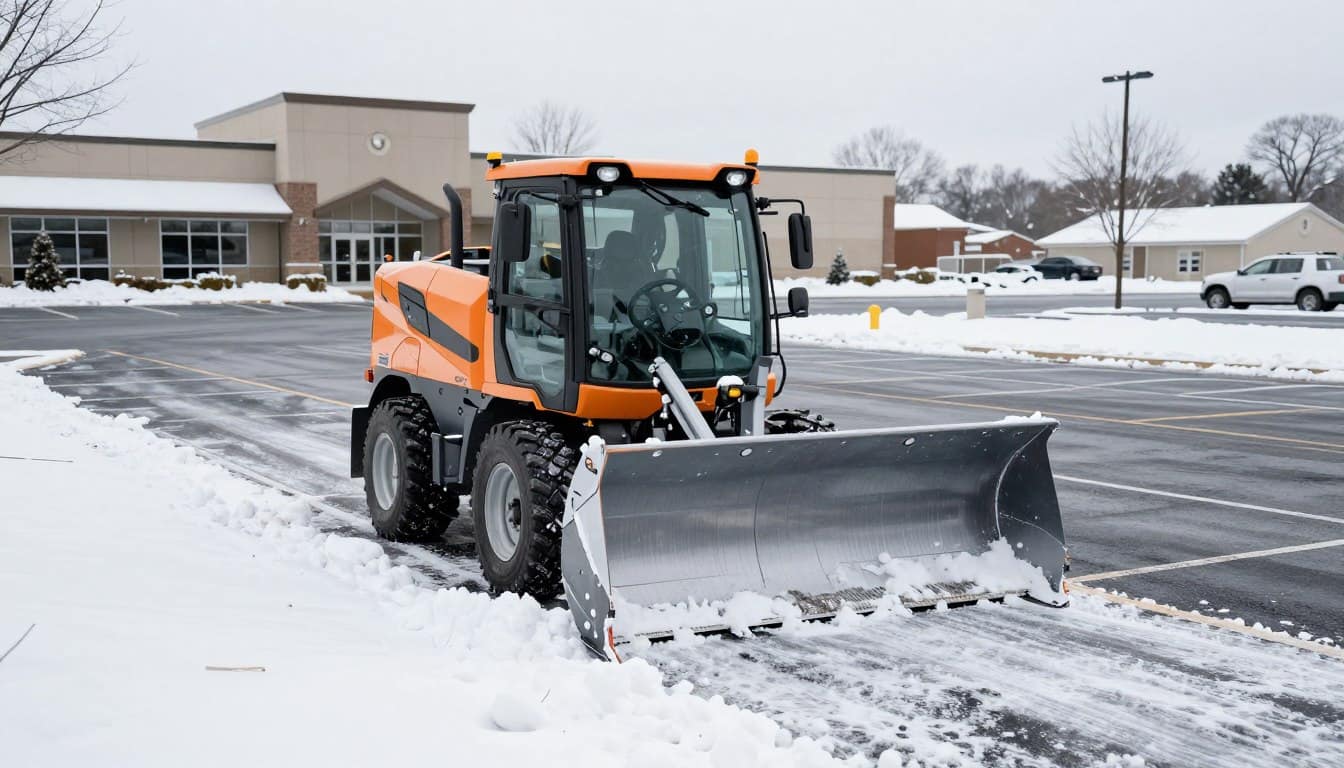 Commercial snow removal service at Dyer business property Commercial snow removal service at Dyer business property