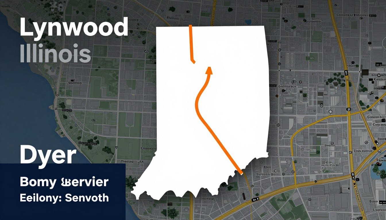 Map showing proximity of C and T Lawn and Landscape location to Dyer Indiana service area Map showing proximity of C and T Lawn and Landscape location to Dyer Indiana service area
