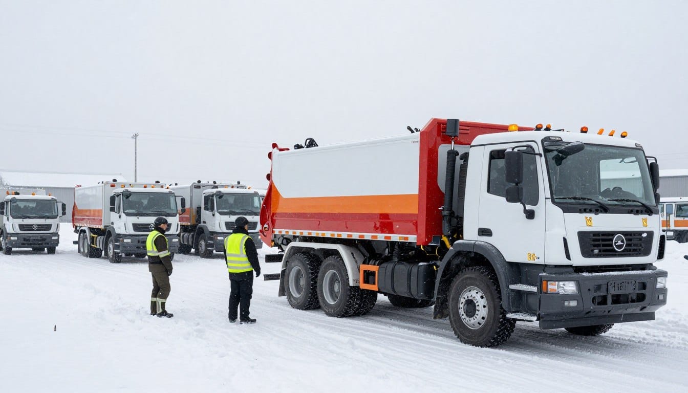 Snow removal emergency response team deploying additional equipment during severe winter storm Snow removal emergency response team deploying additional equipment during severe winter storm