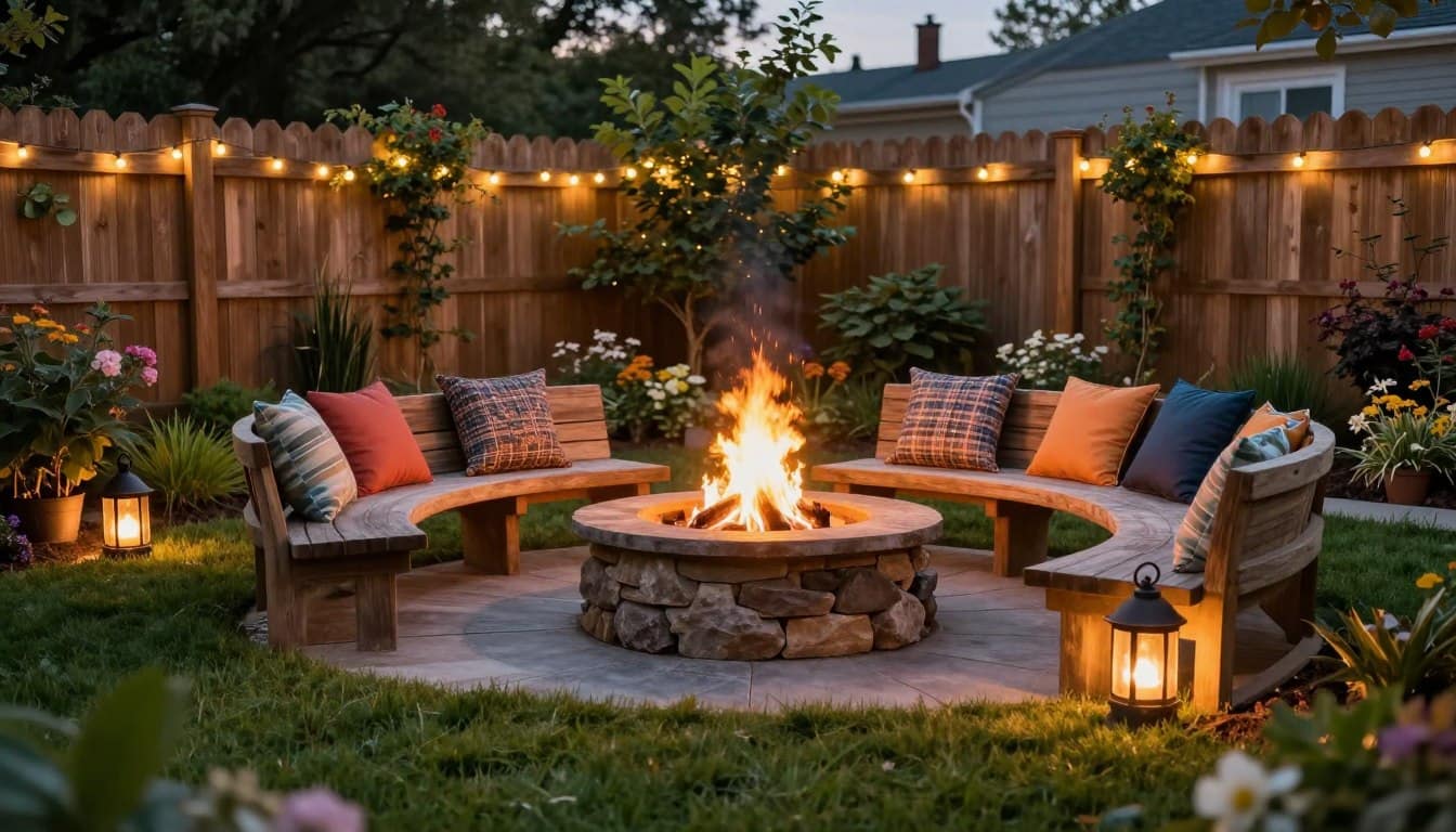 low cost fire pit landscape design